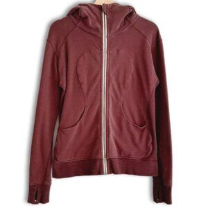 LULULEMON Full-Zip Hoodie Sweatshirt Jacket  Burgundy Red Sz 6 Flawed